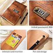お買い得  ノートブックとプランナー-a5 200 ページレトロパスワードブックロック日記肥厚クリエイティブハンド元帳学生メモ帳文具ノートブックバインダー