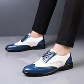tanie Formalny-męskie czarno-białe buty typu oxford brogsy z zapięciem na rzepy – dwukolorowe, sznurowane buty wizytowe w stylu vintage na formalne okazje i w stylu retro