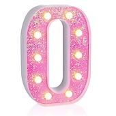 cheap Decorative Lights-LED Letter Lights Light Up Pink Letters Glitter Alphabet Letter Sign Battery Powered for Night Light Birthday Party Wedding Girls Gifts Home Bar Christmas Decoration Pink Letter