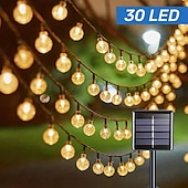 cheap Solar String Lights-Solar String Lights LED Outdoor Lights 6.5m 30 LEDs Set Mounting Bracket Warm White Wedding Party Holiday Patio Garden 3V