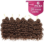 tanie Szydełkowe włosy-8 cali krótkie kręcone szydełkowe włosy dla czarnych kobiet plaża curl woda fala kręcone szydełkowe warkocze włosy głęboka fala oplot syntetyczny przedłużanie włosów