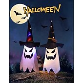 levne Osvětlení rekvizit na Halloween-halloween osvětlený duch led blikající ďábel festivalová dekorace zářící čaroděj duch klobouk světelná dekorace závěsná lucerna halloweenská dekorace světlo party bar atmosféra malý světelný řetězec dýně