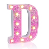 cheap Decorative Lights-LED Letter Lights Light Up Pink Letters Glitter Alphabet Letter Sign Battery Powered for Night Light Birthday Party Wedding Girls Gifts Home Bar Christmas Decoration Pink Letter