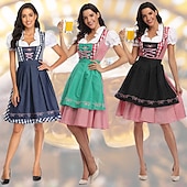  Oktoberfest Kleid Dirndl Trachtenkleider Dienstmädchen Deutsch München Wiesn Damen Stoff im traditionellen Stil Bluse Kleid Schürze Midi 60-70 cm