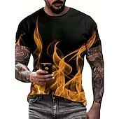 economico cranio e ossa-Per uomo Pop art Fiamma maglietta Manica corta maglietta Stampa 3D Girocollo Camicia Vintage Di tendenza Originale Esterno Giornaliero Sport Giallo Blu Rosso Primavera estate Abbigliamento S M L XL