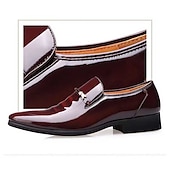 cheap Semi-Formal-Men&#039;s Burgundy Patent Faux Leather Loafers – Elegant Slip-On Dress Shoes with Metal Accent for Formal Events and Office Wear
