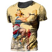olcso Vintage pólók-Férfi Grafika Emberi Póló Rövid ujjú póló 3D nyomtatás Terített nyak Ing Szüret Divat Dizájn Szabadtéri Napi Sport Fekete Rubin Sötétkék Tavaszi nyár Ruházat S M L XL 2XL 3XL