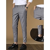 preiswerte Schlank-Herren Anzughosen Karottenhose Hose Hosen Anzughose Tasche Glatt Anti-Falten Atmungsaktiv Knöchellänge Hochzeit Geschäft Casual Modisch Ausgefallene Dünn Schwarz Rosa Mikro-elastisch