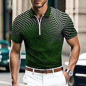 economico Polo geometrica da uomo-Per uomo A Pois Polo con zip Maglia da golf Manica Corta Magliette polo Camicie con Colletto Business Casual Abbigliamento da lavoro Abbigliamento Formale Abbigliamento da festa Stampa 3D Polo con