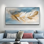 cheap Still Life Paintings-Handmade Oil Painting Canvas Wall Art Decor Original Feather Painting for Home Decor With Stretched Frame/Without Inner Frame Painting
