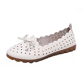 economico Ballerine da donna-mocassini pieghevoli bianchi da donna - scarpe basse traspiranti traforate con fiocco, suola morbida, scarpe comode e casual per lavoro, viaggi e uso quotidiano