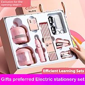 お買い得  文房具-電動文具セット電動鉛筆削り消しゴムデスクトップクリーナー組み合わせ