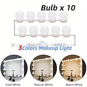 economico Striscie luci USB-10 lampadine 3 colori led make up mirror lampadine usb vanity specchio per il trucco luci bagno toilette illuminazione dimmerabile lampada da parete a led