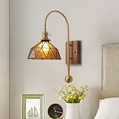 economico Lampade LED da parete-lightinthebox applique da parete a led in vetro a 1 luce, applique moderna e27, applique da parete minimalista quadrata in vetro marrone, lampada da parete moderna ad angolo regolabile, per studio