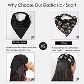 voordelige Accessoires voor haarstyling-1pc sjaal hoofdband voor vrouwen - elastische grote boho driehoek bandana hoofddoeken met clips antislip effen kleur haar hoofddoek voor tienermeisjes