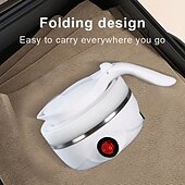 abordables Électroménager-1 pc voyage bouilloire électrique pliante rapide ébullition belle conception pliable portable bouilloire électrique 600 ml ébullition protection à sec 100-240 v silicone de qualité alimentaire pliable