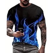 economico cranio e ossa-Per uomo Pop art Fiamma maglietta Manica corta maglietta Stampa 3D Girocollo Camicia Vintage Di tendenza Originale Esterno Giornaliero Sport Giallo Blu Rosso Primavera estate Abbigliamento S M L XL