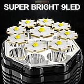 abordables Lampes de poche-Lampe de poche à 9 led torche super forte avec lanterne de poche rechargeable usb portable étanche