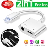 voordelige USB-hubs-adapter &amp; splitter voor iphone hoofdtelefoon 2 in 1 dual interface voor iphone oplader kabel aux audio adapter converter voor iphone 13/12/11/x/xs/xr/8/7 ipad ondersteuning bellen opladen