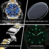 levne Quartz hodinky-OLEVS Muži Křemenný Luxus Velký ciferník Módní Obchodní Zobrazení fáze měsíce Svítící Kalendář VODĚODOLNÝ Slitina Hodinky