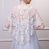 cheap Cape-Women&#039;s Wrap Cape Vintage Elegant Sleeveless Polyester Wedding Wraps With Lace For Wedding Summer