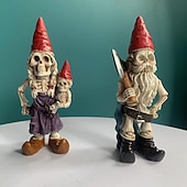 levne Halloweenové závěsné a stolní dekorace-2ks halloweenská kostra skřítci pryskyřice zombie skřítci sochy kostra trpasličí ornament hrůza lebka elf trpasličí figurky na trávník před verandu halloween dekorace stolní dekorace