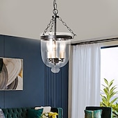 economico Luci a sospensione-lampade a sospensione retro oro rame nero 3 luci appese luce stile industriale paralume in vetro trasparente lampadario illuminazione a soffitto per soggiorno studio apparecchio di illuminazione per