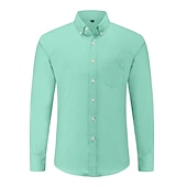cheap Men&#039;s Oxford Shirts-Men&#039;s Dress Shirt Button Down Shirt Collared Shirt Oxford Shirt Graphic Prints Wedding Party Black White Red Navy Blue Long Sleeve Square Neck All Seasons Clothing Apparel Pocket