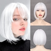 cheap Synthetic Trendy Wigs-Red Wig Bangs Short Red Bob Wig for Women Auburn Wig Bob with Bangs for Daily Party Cosplay