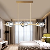 economico Lampadari particolari-6-Light 100 cm Design a isola Plafoniere Rame Bicchiere Ottone Moderno 110-120V 220-240V