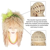 cheap Historical Wigs-Women 80's Wig Long Curly Blonde Brown Wig for Women 70s 80s Rocker Mullet Hair Funny Party Wig(Only Wigs) Halloween Wigs