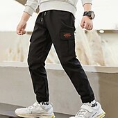 tanie Dolne części stroju-Dzieci Dla chłopców Spodnie Spodnie cargo Spodnie Kieszeń Jednokolorowe Oddychający Komfort Spodnie Na zewnątrz Moda Nowoczesne Codzienny Czarny Khaki Wysoka talia