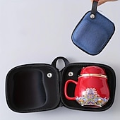 economico Bicchieri-set da tè da viaggio tazza da tè portatile in ceramica gatto fortunato - perfetto per viaggi, ufficio o come regalo!