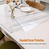 cheap Tablecloth-Soft Glass Table Cloth 1.5mm PVC Transparent Tablecloth Waterproof Rectangular Table Cover Pad Kitchen Oil-Proof Table Mat