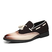 billiga Halvformell-lutning för män tofs loafers i konstläder – eleganta slip-on klänningskor med mocka ovandel för bröllop och formella evenemang