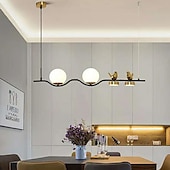 billiga Hängande-led taklampa 4 huvuden kulformad glasskärm liner globle design modern nordisk vardagsrum matsal lampor inomhus dekoration tak hängande belysning 110-240v