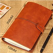 cheap Notebooks &amp; Planners-Classic Retro PU Leather Travel Notebook Personalized Journal Spiral Ring Binder Diary Notepad, Back to School Gift