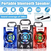 abordables Altavoces-altavoz portátil bluetooth 5.1v pa con / sin micrófono cambio de color luz led máquina de karaoke recargable compatible con tarjeta tf / usb fm, perfecto para fiestas