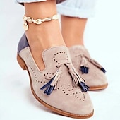 abordables Chaussures sans lacet et mocassins femme-Femme Ballerines Oxfords Slip-Ons Grandes Tailles Mules mocassins Bureau du quotidien Couleur unie Découper Eté Broderie Talon Bas Bout fermé Elégant Entreprise Confort Marche Polyuréthane Mocassins