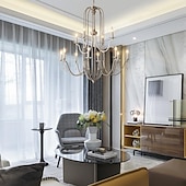 economico Lampadari-lampadario per sala da pranzo stile candela 6/9/12 teste moderna illuminazione a sospensione in fattoria, lampada a sospensione a soffitto a candela spazzolata a 9 luci per soggiorno camera da letto