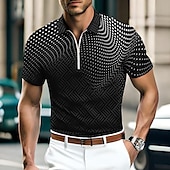 economico Polo geometrica da uomo-Per uomo A Pois Polo con zip Maglia da golf Manica Corta Magliette polo Camicie con Colletto Business Casual Abbigliamento da lavoro Abbigliamento Formale Abbigliamento da festa Stampa 3D Polo con