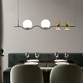 billiga Hängande-led taklampa 4 huvuden kulformad glasskärm liner globle design modern nordisk vardagsrum matsal lampor inomhus dekoration tak hängande belysning 110-240v