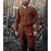 abordables Hauts-Médiéval Renaissance 17ème siècle Chemise Tunique Ren Faire Guerrier Viking Ranger Tir à l&#039;arc Homme Viking Fantaisie Halloween Carnaval Mascarade LARP Adulte Chemise Toutes saisons