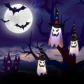 levne Osvětlení rekvizit na Halloween-halloween osvětlený duch led blikající ďábel festivalová dekorace zářící čaroděj duch klobouk světelná dekorace závěsná lucerna halloweenská dekorace světlo party bar atmosféra malý světelný řetězec dýně