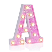 cheap Decorative Lights-LED Letter Lights Light Up Pink Letters Glitter Alphabet Letter Sign Battery Powered for Night Light Birthday Party Wedding Girls Gifts Home Bar Christmas Decoration Pink Letter