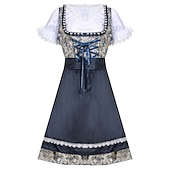 ieftine Dirndl-Halloween Oktoberfest Rochii Dirndl Trachtenkleader bavareză Servitoare Germană Munchen Rochie de costum tradițional Pajiști Pentru femei Fete Pânză în stil tradițional Bluză Rochie Șorț