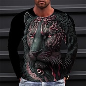 ieftine Tricouri cu imprimeu animal-Bărbați Grafic Animal Tricou Manșon Lung Tricou Tipărire 3D Stil Nautic Cămașă Epocă Modă Designer Zilnic În aer liber Sport Albastru Maro Primăvara &amp; toamnă Îmbrăcăminte S M L XL 2XL 3XL