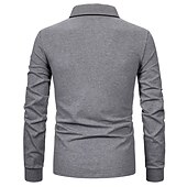 preiswerte Sport-Herren Polos mit Knöpfen Poloshirt Casual Festtage Kargen Langarm Modisch Basic Glatt Klassisch Sommer Regular Fit Traube Dunkelmarine Grau Polos mit Knöpfen