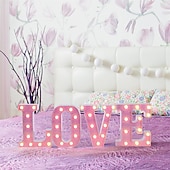 cheap Decorative Lights-LED Letter Lights Light Up Pink Letters Glitter Alphabet Letter Sign Battery Powered for Night Light Birthday Party Wedding Girls Gifts Home Bar Christmas Decoration Pink Letter