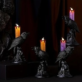 billiga Hallowen Rekvisita Belysning-halloween ljusstake ljus kråkljus spöke festival dekoration rekvisita ljusstake prydnad led elektronisk ljus ljus prydnad